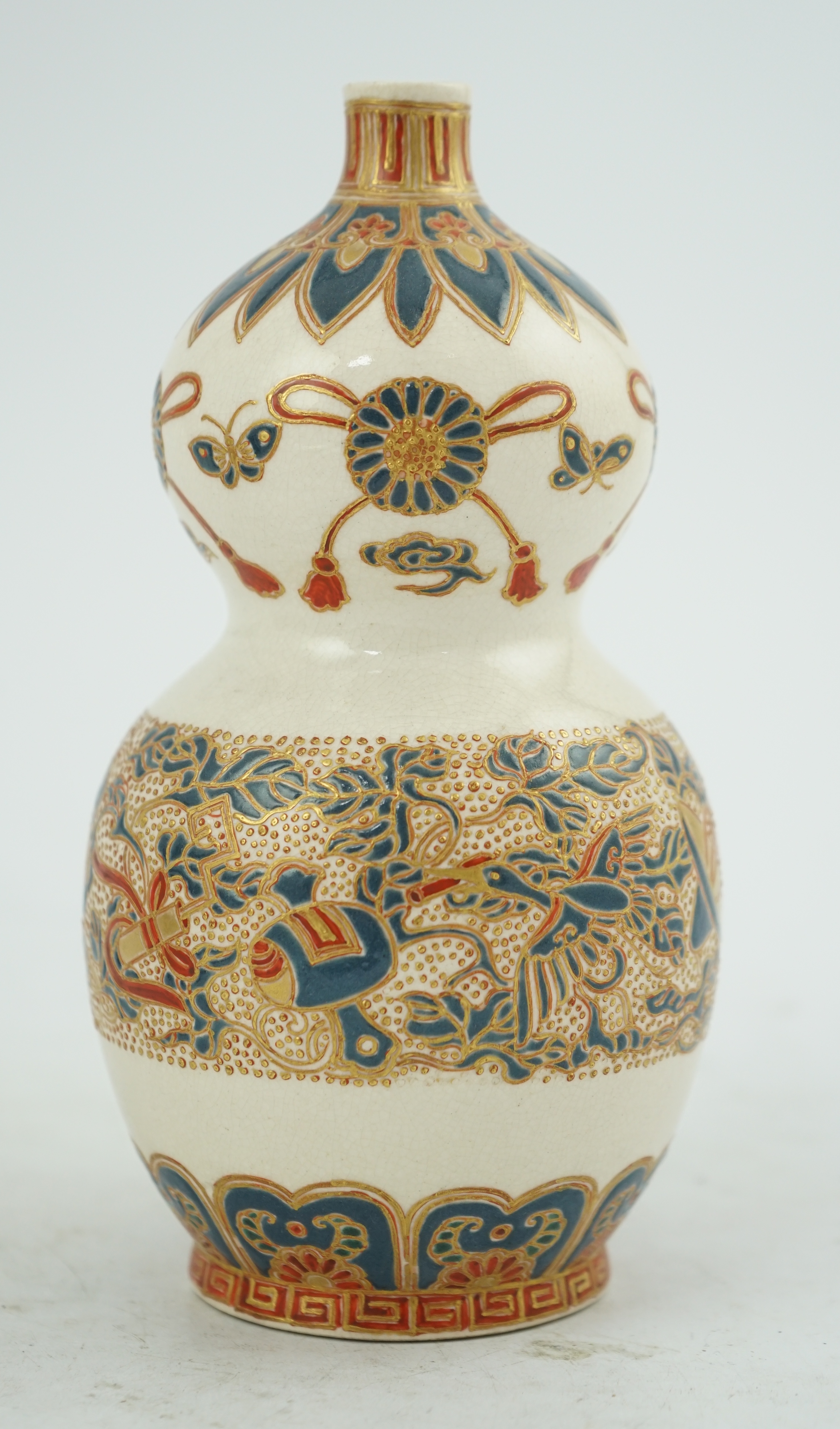 A Japanese Satsuma double gourd-shaped vase, 19th century